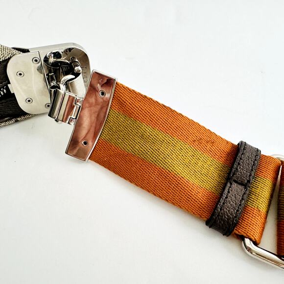 Gucci GG Supreme Monogram Textured Calfskin Web Large Shoulder Bag Beige Ebony - Picture 8 of 16